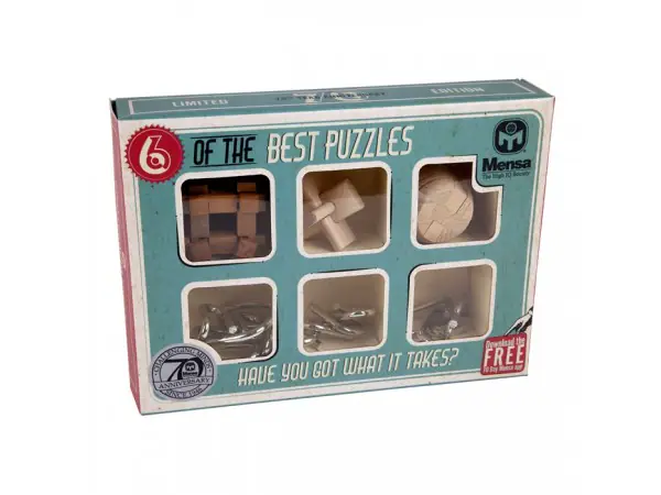 Mensa Metalen & Houten IQ Puzzels 6-in-1