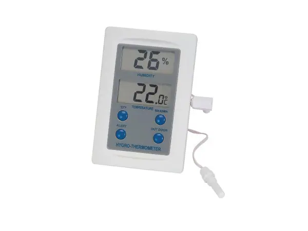 Digitale thermo-hygrometer voor binnen- en buitentemperatuur